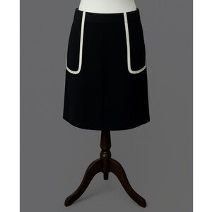 Elegant Black A-Line Skirt with White Trim